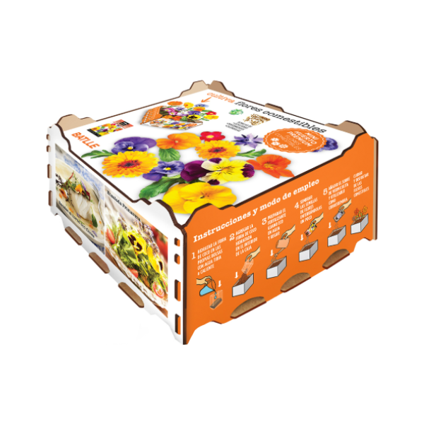 Caja de flores comestibles 19 x 19 x 10 cm